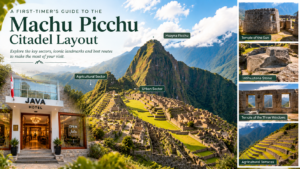 Machu Picchu citadel with Inca terraces and mountain views, featured in a first-timer's guide by Jaya Machupicchu Boutique Hotel.